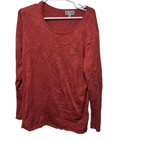 JM Collection Rust Orange Studded Sleeve Sweater Top XL - Picture 1 of 9